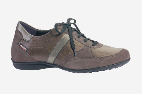 Mephisto Women's Mobils Fedra - Grey Bucksoft/Bronze Ceylan / Titanium Perl Calfskin 6903/9917/10143 dress lace-up walking shoe side view