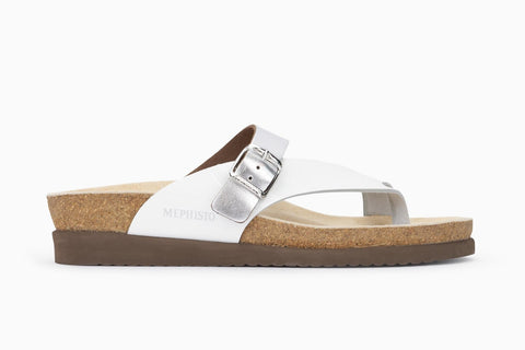 Mephisto Women's Helen Mix Silver / White Thong Style Sandal Side View