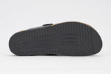 Mephisto Women's Helen Black Waxy 2800 cork foot-bed buckle slide sandal bottom view