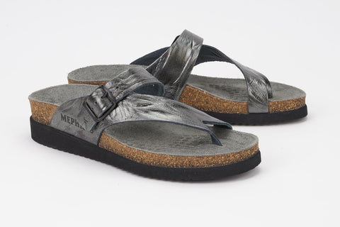 Mephisto Women's Helen Grey Etna 7103 cork foot-bed buckle slide sandal multi view