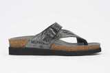 Mephisto Women's Helen Grey Etna 7103 cork foot-bed buckle slide sandal side view