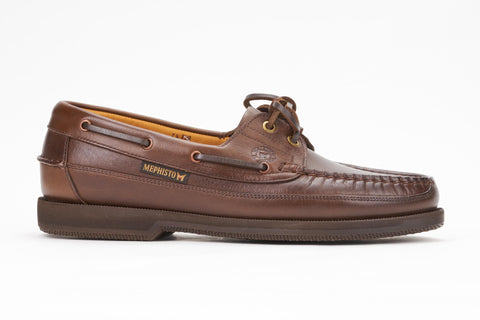 Mephisto Men's Hurrikan Brown Smooth 4951 lace boat shoe side view