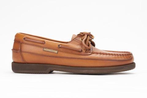 Mephisto Men's Hurrikan Rust Smooth 4935 lace up boat shoe side view