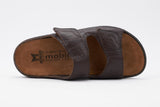 Mephisto Men's Mobil's James Dark Brown Grain 751 removable cork foot-bed sandal top view