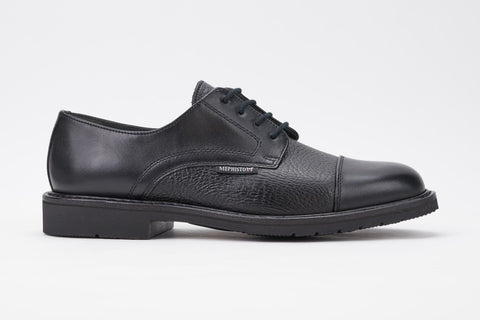 Mephisto Men's Melchior Black Smooth / Grain 9000/400 cap toe dress oxford side view