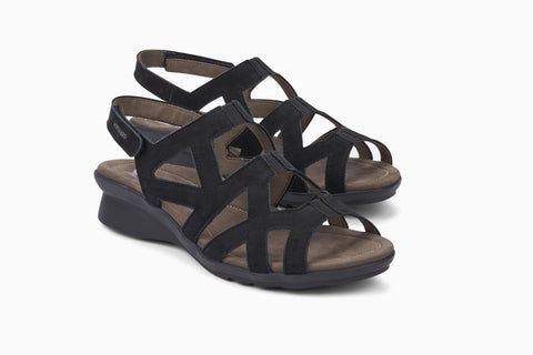 Mephisto Women's Pamela Black Bucksoft Back Strap Slide Sandal Multi View