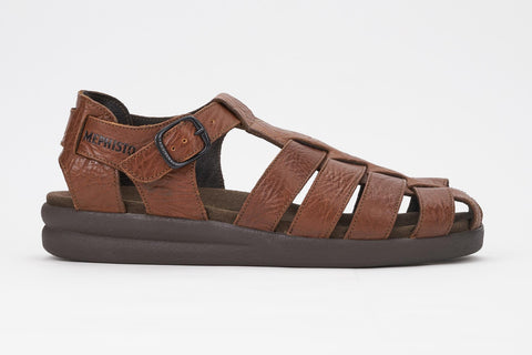 Mephisto Men's Sam Tan Grain 742 casual dress fisherman's sandal side view