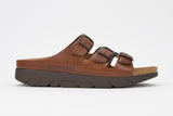 Mephisto Men's Zach Tan Grain 4442 cork foot-bed three buckle slide sandal side view